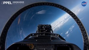 The cockpit of an F/A-18 research aircraft from NASA Armstrong Flight Research Center during a flight that included a quiet supersonic dive maneuver off the coast of Galveston, Texas. The pilot climbed to about 50,000 feet, then executed a supersonic, inverted dive as part of research to gauge reaction to sonic shockwaves of various intensities in advance of X-59 flights later this decade. Credit: NASA